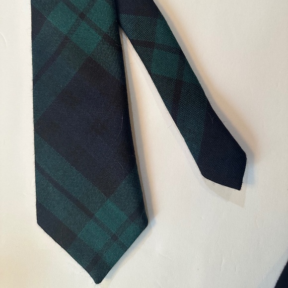 Ingles Buchan Wool Necktie made in Scotland Blue/Green Plaid - Picture 1 of 6